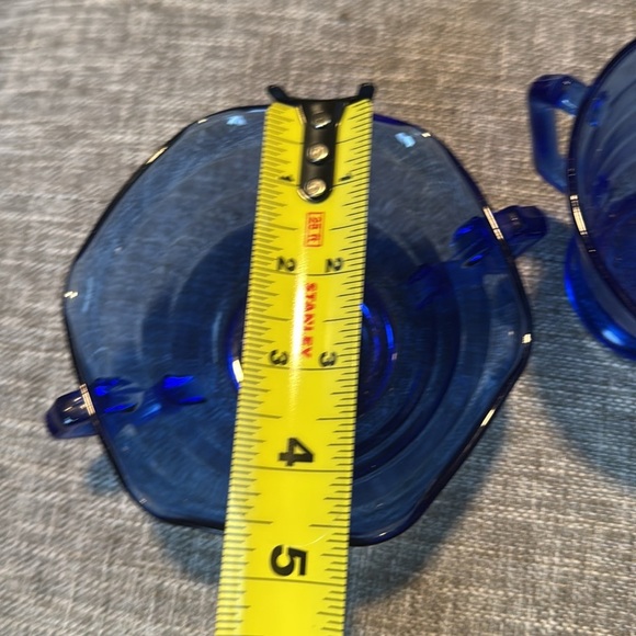 VTG Moderntone Creamer & Open Sugar Set 2 pc Cobalt Blue Hazel Atlas Gla… - Picture 4 of 9